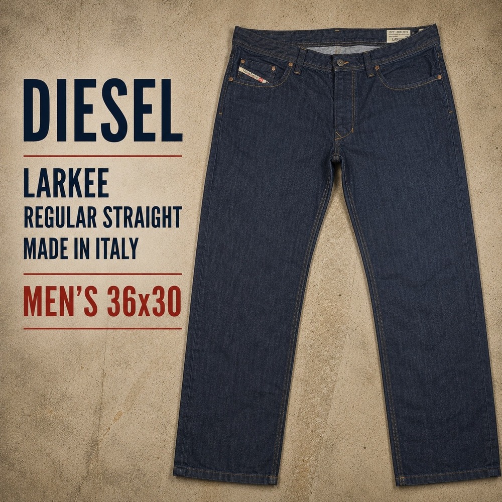 Diesel Larkee Regular Straight Jeans Mens 36x30 Dark Wash 008Z8 Made In Italy